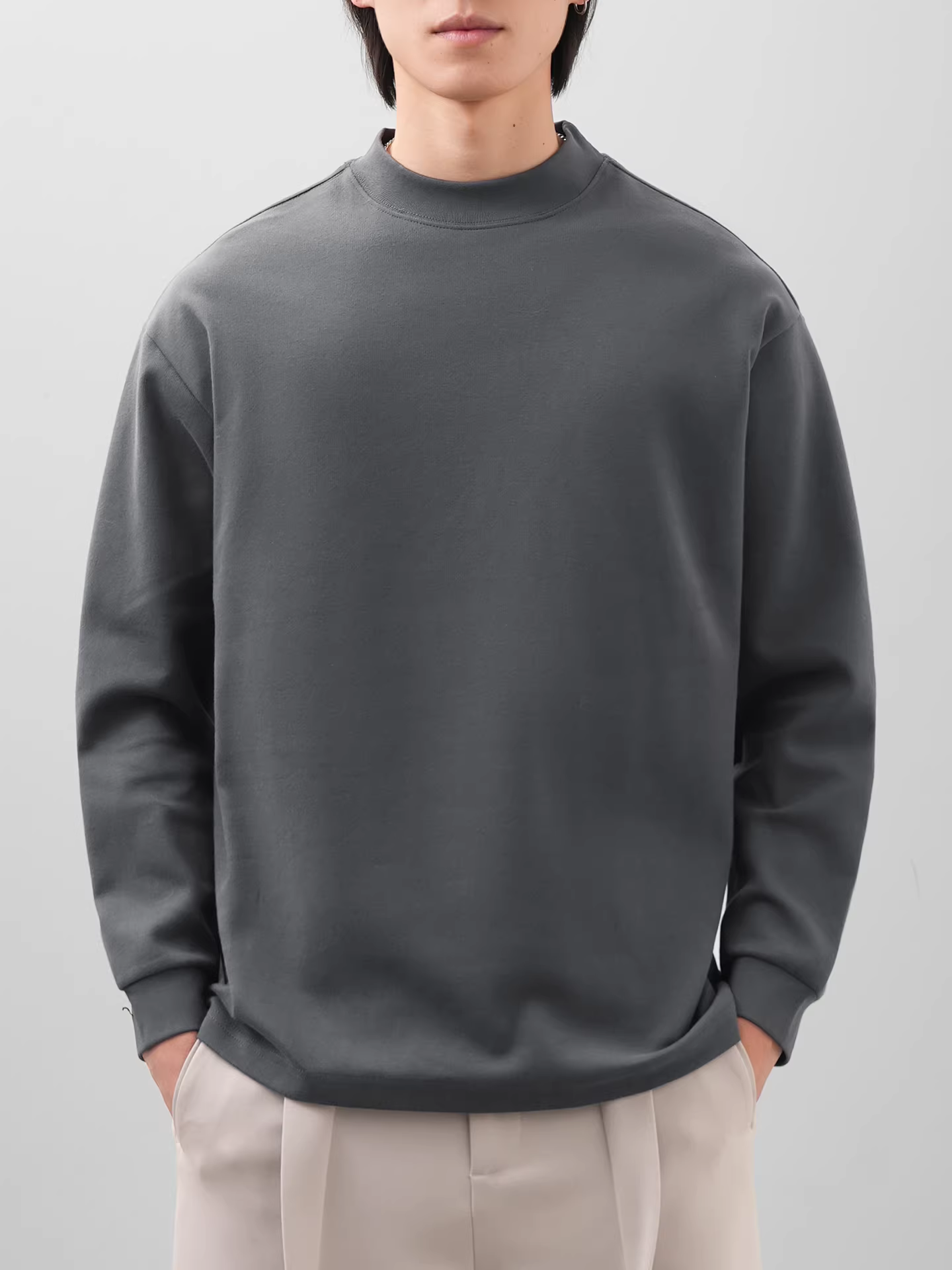 Áo lót giữ nhiệt Sorona cổ cao nửa cổ dành cho nam, áo giữ ấm mùa đông, áo thun cổ tròn dài tay dày 300G.