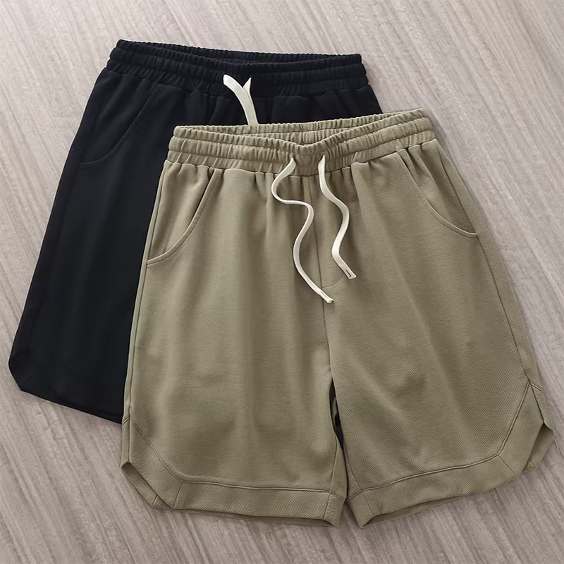 Quần short hạng nặng kiểu Mỹ dành cho nam, mùa hè 2024, quần short dài vừa phải, thoáng khí, dáng rộng, mặc thường ngày, thích hợp cho hoạt động ngoài trời, quần short thể thao bóng rổ năm điểm.