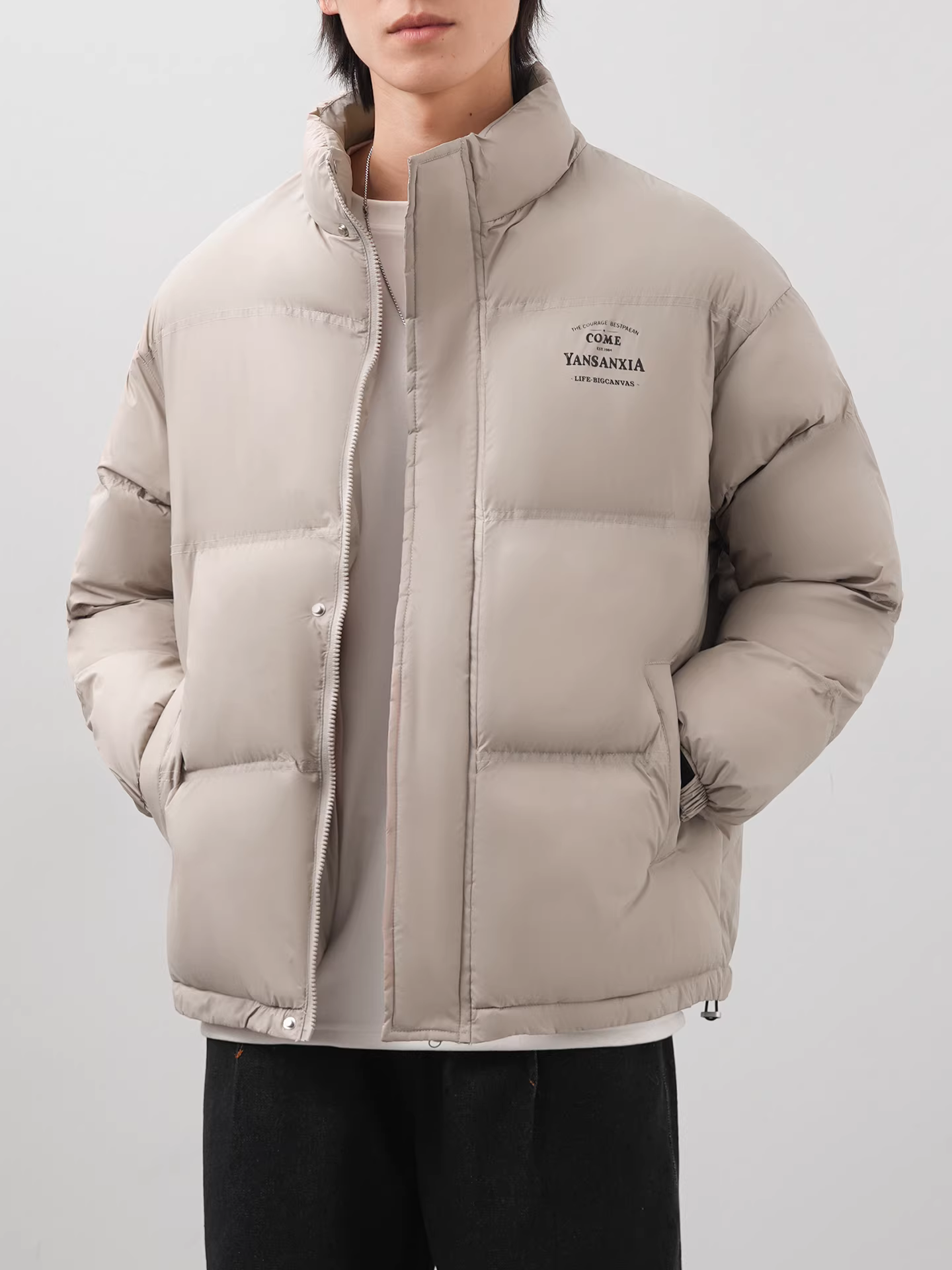 Áo khoác phao nam cổ đứng chất liệu cotton mùa đông 2025 kiểu dáng mới thời thượng dày dặn ấm áp