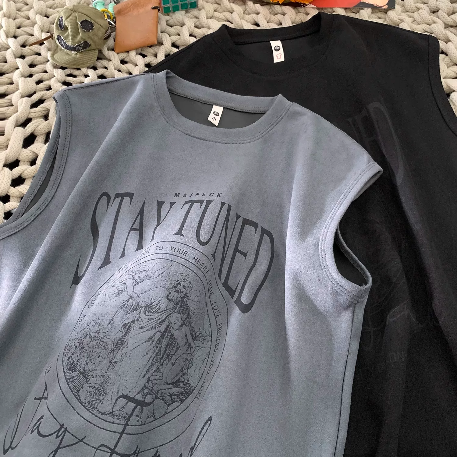 Outlet~ Thương hiệu xuất khẩu thanh lý mùa hè áo vest thể thao thường ngày bằng da lộn mới hợp thời trang