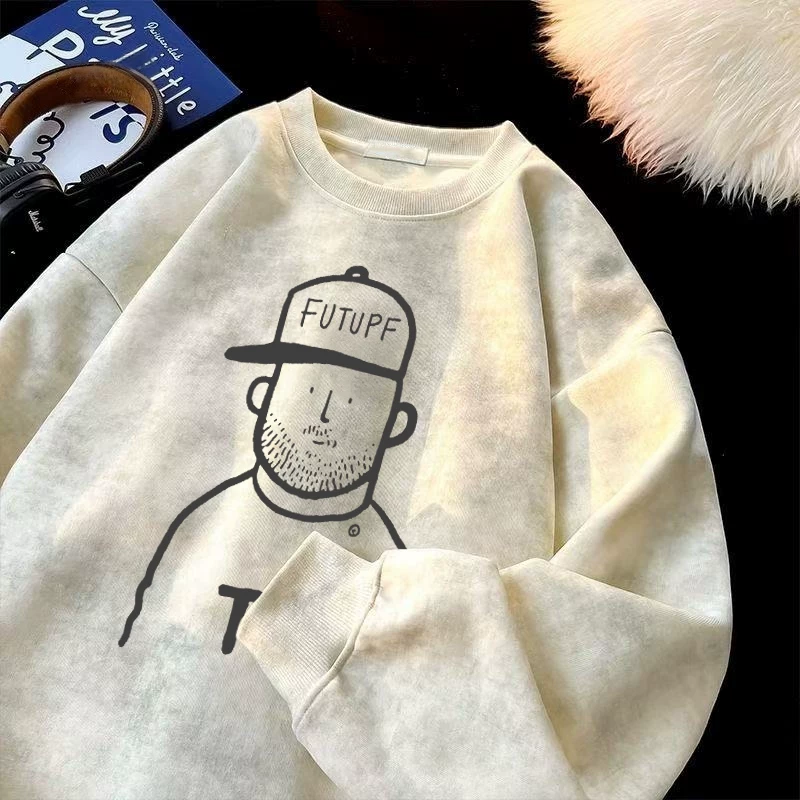 Áo nỉ cổ tròn dày dặn phong cách Mỹ, chất liệu lông cừu, in tie-dye, mùa thu đông, hàng xuất khẩu, giá rẻ, dành cho nam và nữ