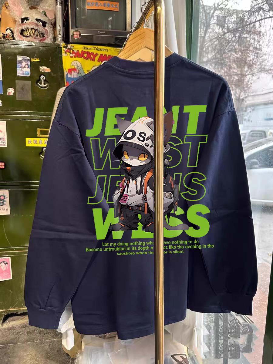 Áo thun dài tay cotton nguyên chất kiểu Mỹ mới, đa năng, giá rẻ, hàng xuất khẩu, có thể cắt nhãn, dành cho nam và nữ, mùa thu