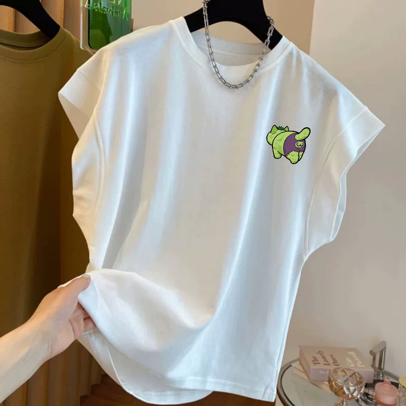 Giảm giá đặc biệt~ Hàng xuất khẩu dư thừa, áo thun cotton dày dặn mới, không tay, kiểu dáng rộng rãi và đa năng