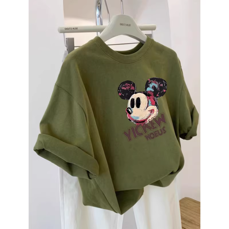 Outlet~ Áo thun ngắn tay in họa tiết cotton nguyên chất đa năng mùa hè mới của thương hiệu xuất khẩu