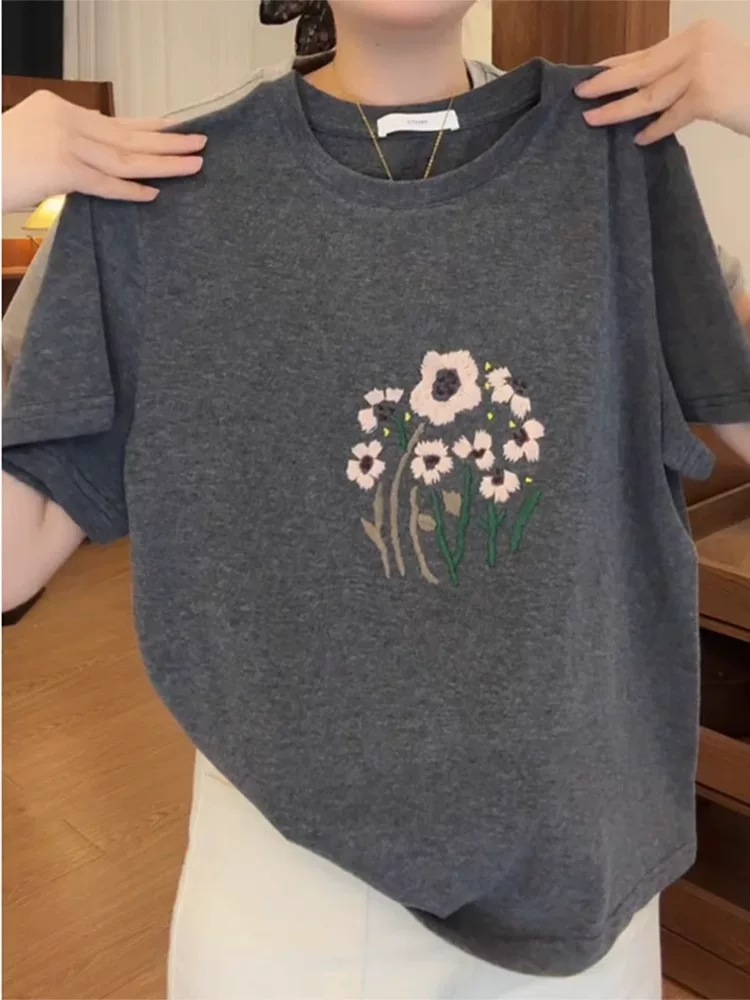 Outlet~ Hàng xuất khẩu thanh lý, áo thun ngắn tay in họa tiết phong cách Hàn Quốc chất liệu cotton nguyên chất mới, giá rẻ, mùa hè