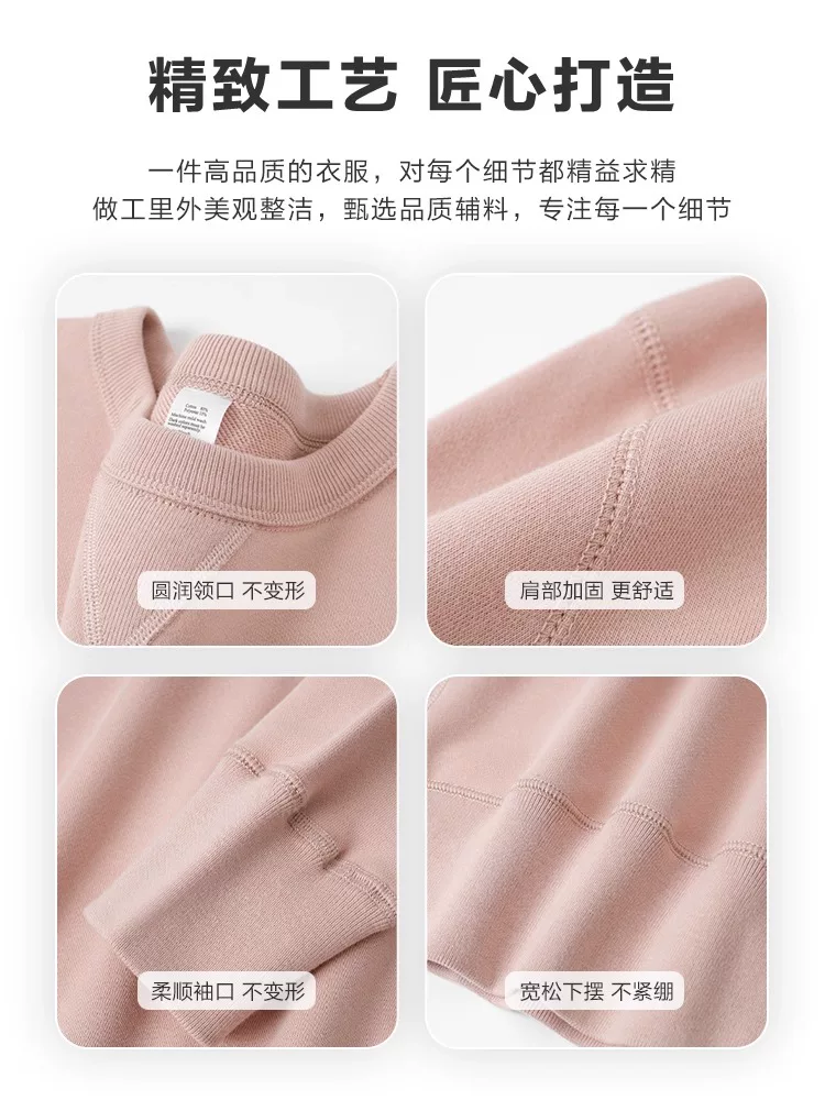 Áo thun nỉ cổ tròn màu trơn kiểu Mỹ mới thu, hàng xuất khẩu, giá rẻ