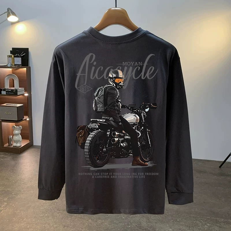 Outlet~ Hàng xuất khẩu thanh lý, áo thun cổ tròn dài tay đa năng thu đông chất cotton nguyên chất cổ điển