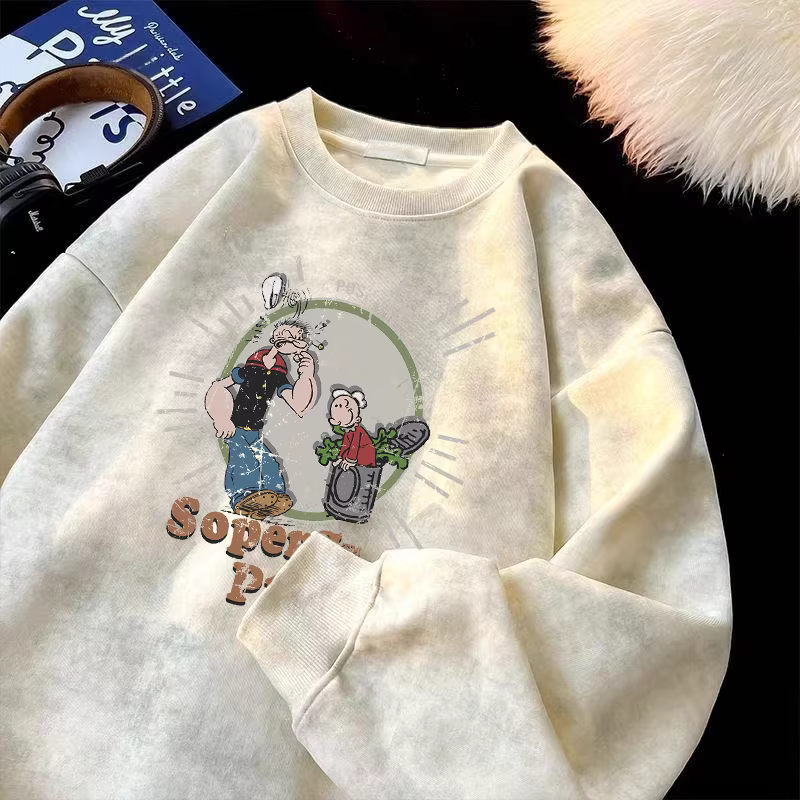 Áo nỉ cổ tròn dày dặn phong cách Mỹ, chất liệu lông cừu, in tie-dye, mùa thu đông, hàng xuất khẩu, giá rẻ, dành cho nam và nữ