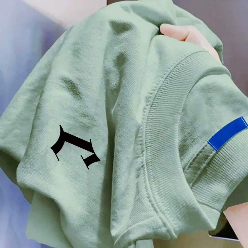 Giảm giá đặc biệt~ Hàng xuất khẩu dư thừa, áo thun cotton nguyên chất kiểu Mỹ cổ điển, dáng rộng, đa năng, tay ngắn, giảm giá