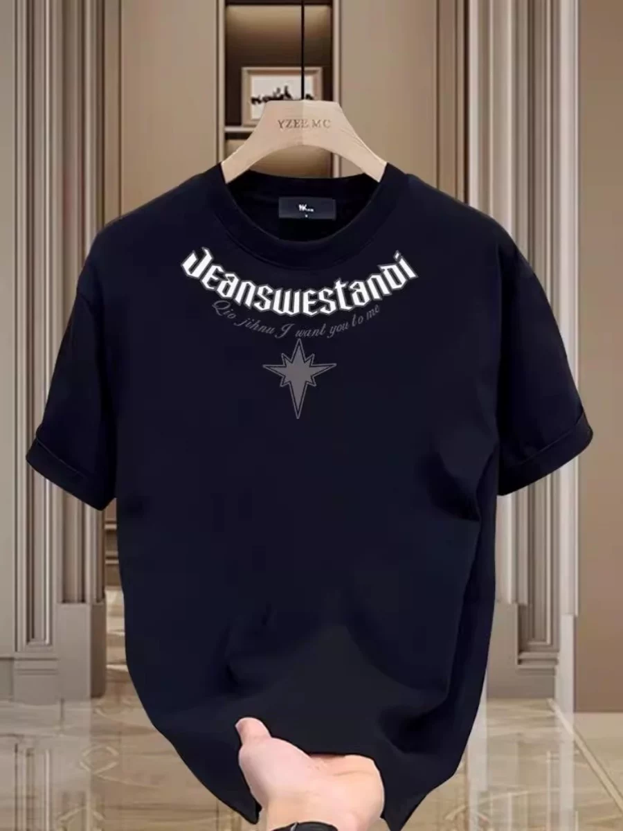 Đồ xuất khẩu dư thừa ~ Cắt mác, thu hồi, xuất khẩu áo thun cotton nguyên chất kiểu Mỹ tay ngắn, mẫu mới 2024, thời trang cặp đôi, unisex