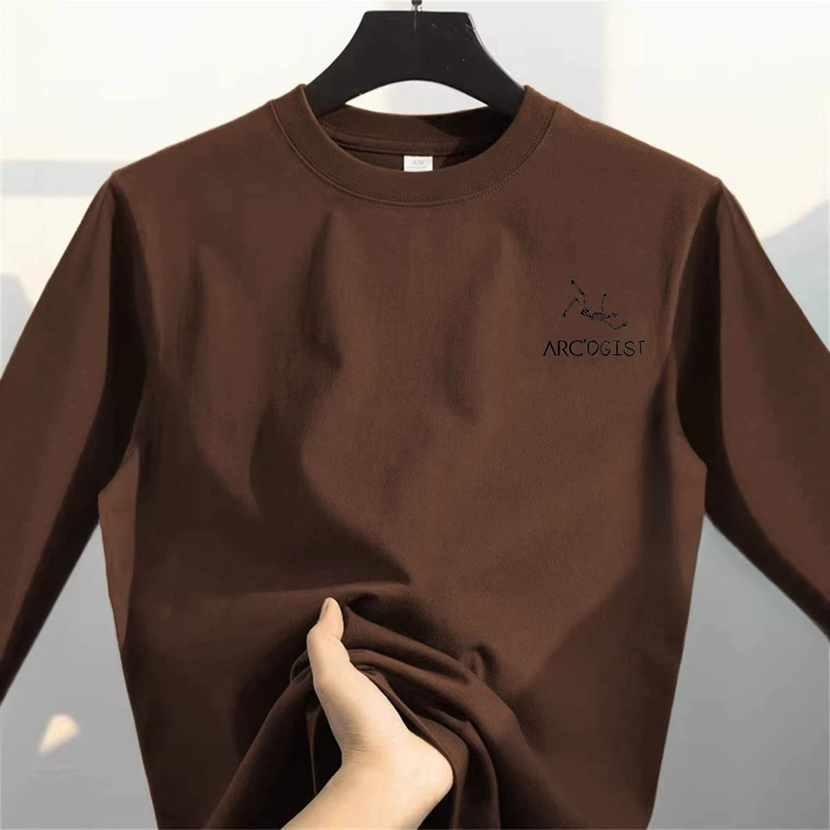 Đồ xuất khẩu dư thừa ~ Áo thun cotton nguyên bản, đa năng, unisex, tay dài, kiểu dáng thời trang, mới nguyên tem, thích hợp phối lớp cho mùa xuân và mùa thu