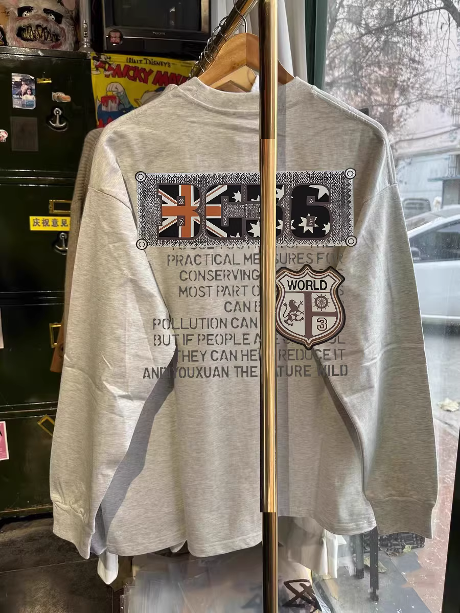 Outlet~ Áo thun dài tay dáng rộng chất liệu cotton nguyên chất mới thời trang xuất khẩu dành cho nam và nữ