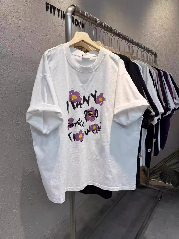 Áo thun cotton nguyên chất tay ngắn, kiểu Hàn Quốc thời trang, unisex, đa năng, hàng xuất khẩu, giá rẻ.