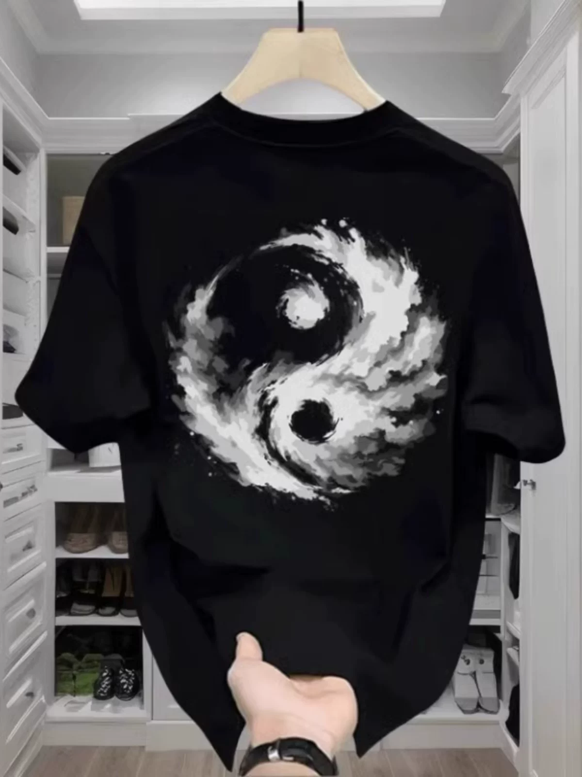 Áo thun cotton dày dặn, kiểu dáng mới lạ, độc đáo, unisex, rộng rãi, tay ngắn, hàng xuất dư thanh lý.