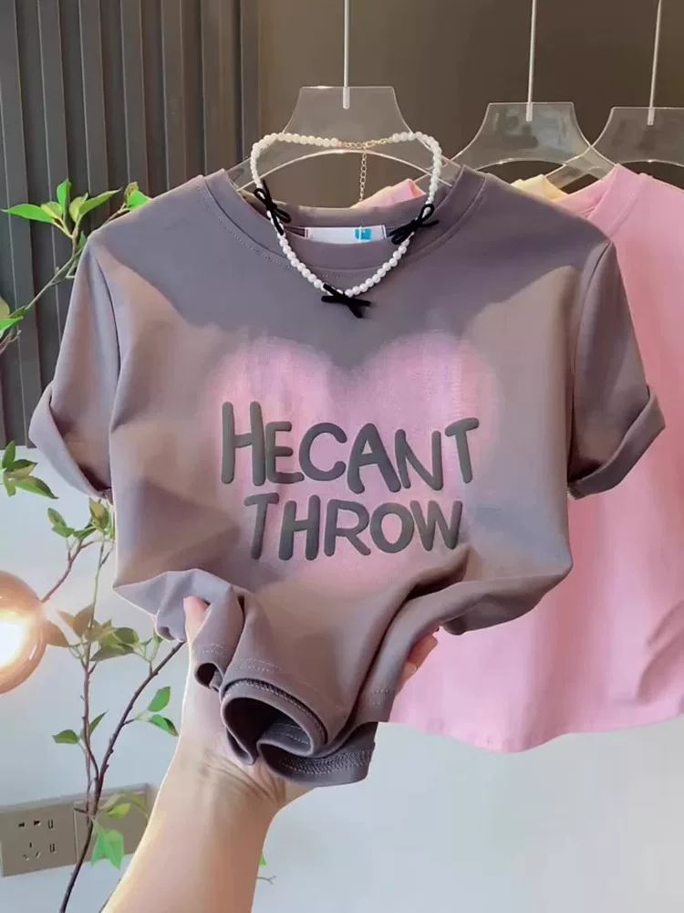 Outlet~ Hàng xuất khẩu thanh lý, áo thun ngắn tay in họa tiết phong cách Hàn Quốc chất liệu cotton nguyên chất mới, giá rẻ, mùa hè