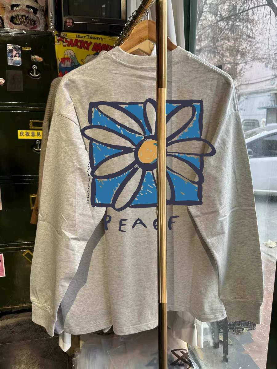 Outlet~ Áo thun dài tay dáng rộng chất liệu cotton nguyên chất mới thời trang xuất khẩu dành cho nam và nữ