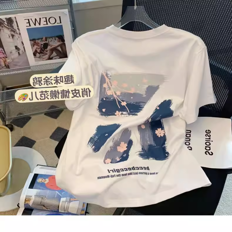 Outlet~ Hàng xuất khẩu thanh lý, áo thun ngắn tay in họa tiết thời trang mới mùa hè, kiểu dáng rộng rãi, giá rẻ