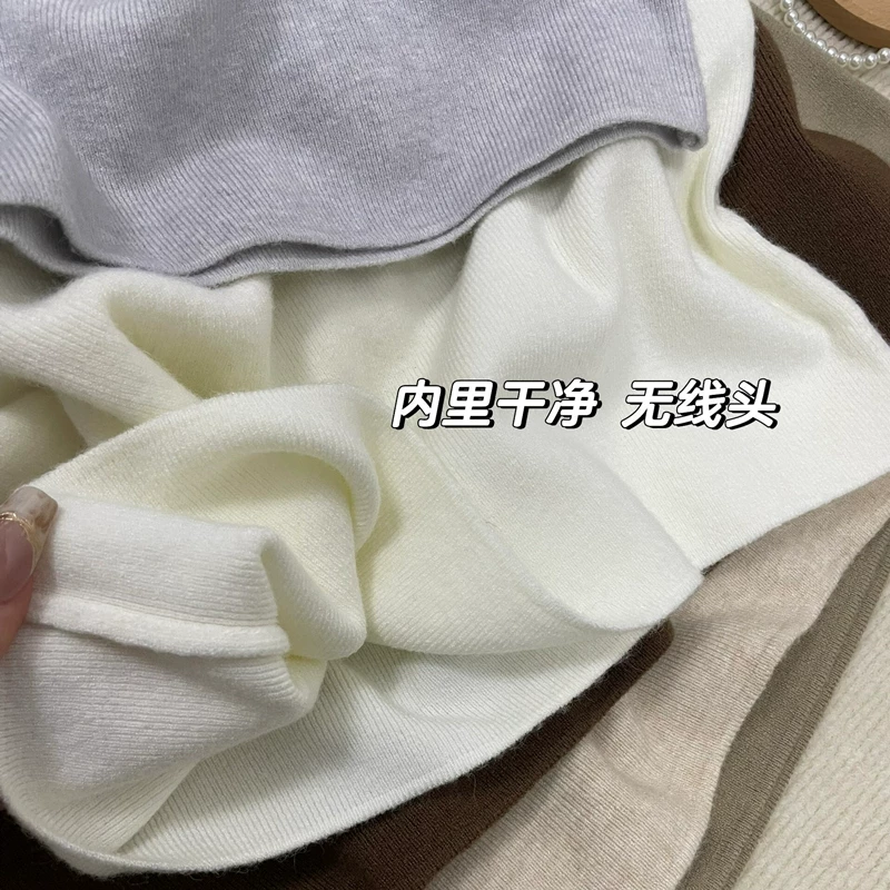 Áo len dệt kim cổ nửa cao, chất liệu cao cấp, xuất khẩu, giá rẻ, dành cho nữ, mùa thu đông, màu trơn, mặc trong