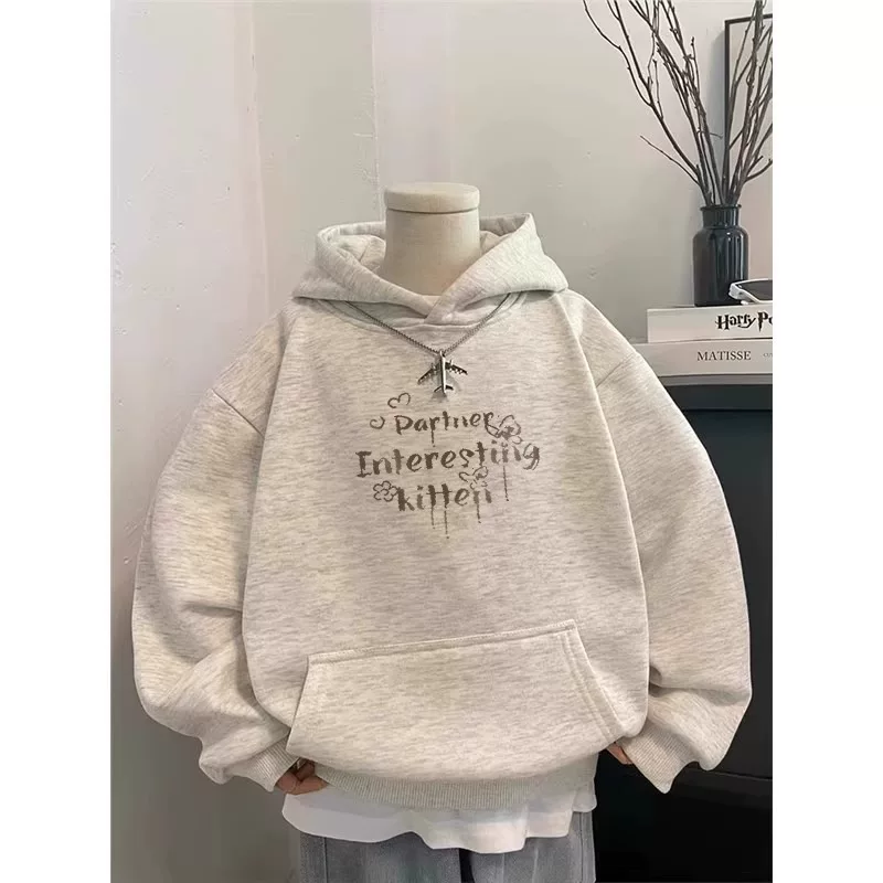 Áo khoác nỉ có mũ thời trang đa năng, lót lông cừu, hàng xuất khẩu, giá rẻ, mùa thu đông, dành cho nữ