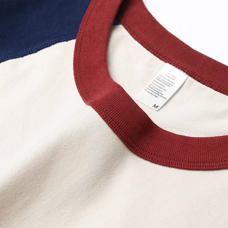 Áo thun tay ngắn phối màu, kiểu raglan, chất liệu cotton nguyên chất, thời trang, hàng xuất khẩu, giá rẻ, dành cho nam và nữ.