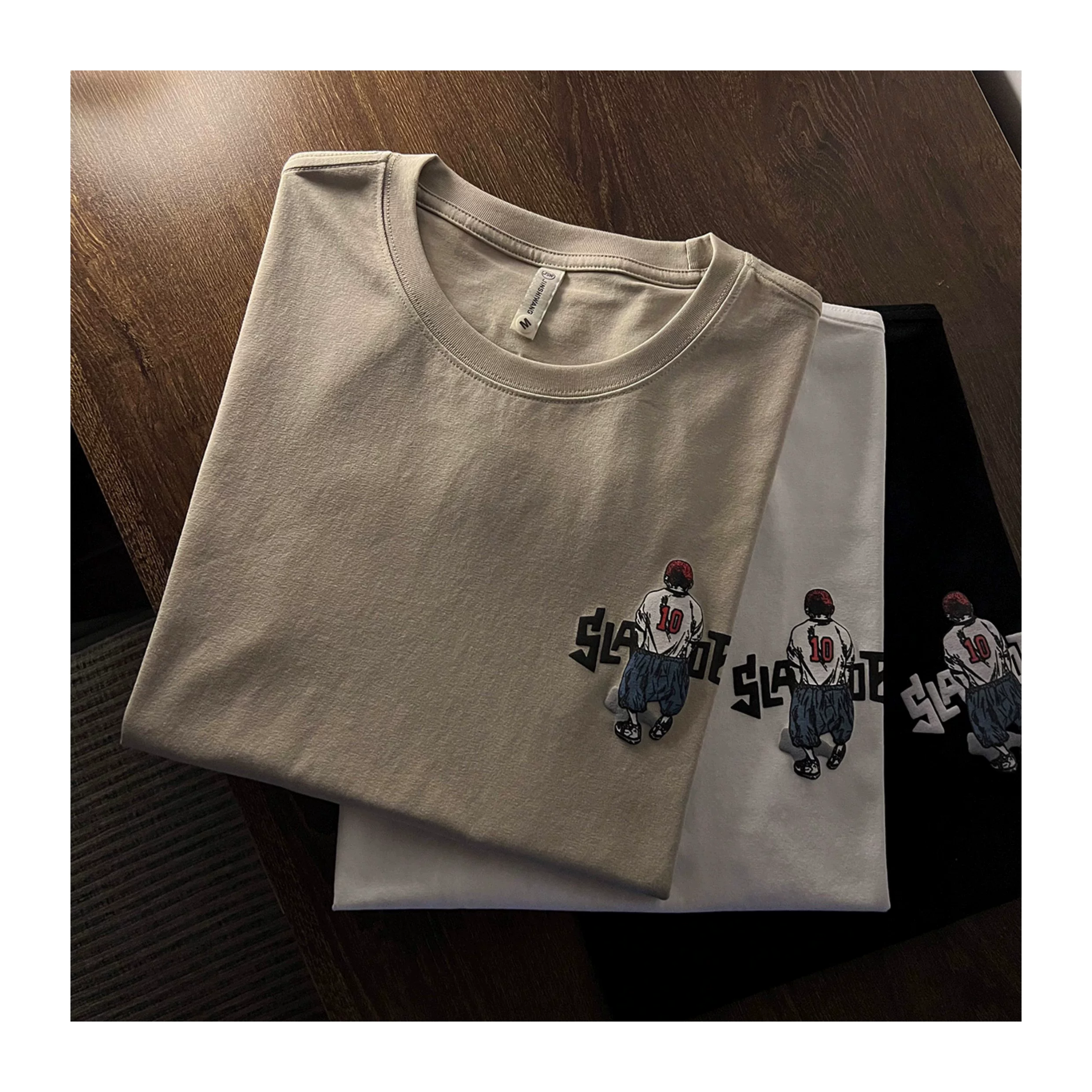 Xả kho hàng ngoại thương ~ Áo thun cotton nguyên chất đa năng, kiểu dáng mới mùa hè, unisex, tay ngắn, thiết kế in họa tiết, chất liệu mềm mại, kiểu dáng rộng rãi, thoải mái.