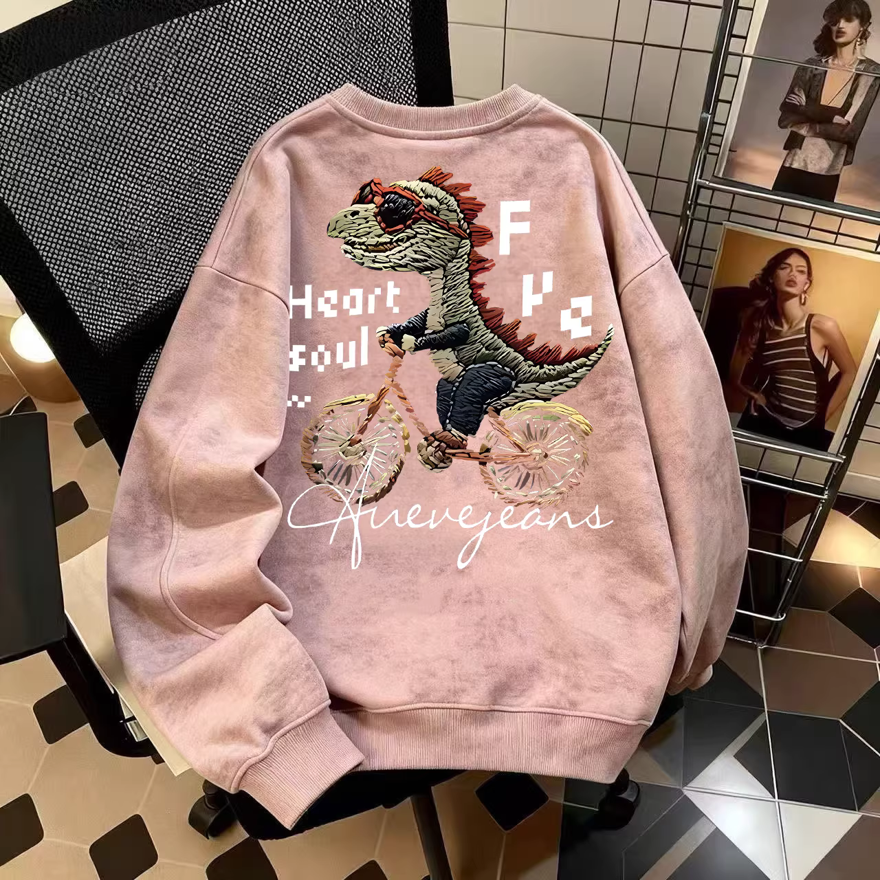 Áo thun nỉ cổ tròn unisex ấm áp, họa tiết tie-dye, xuất khẩu, hàng hiệu, giá rẻ, mùa thu đông, thời trang