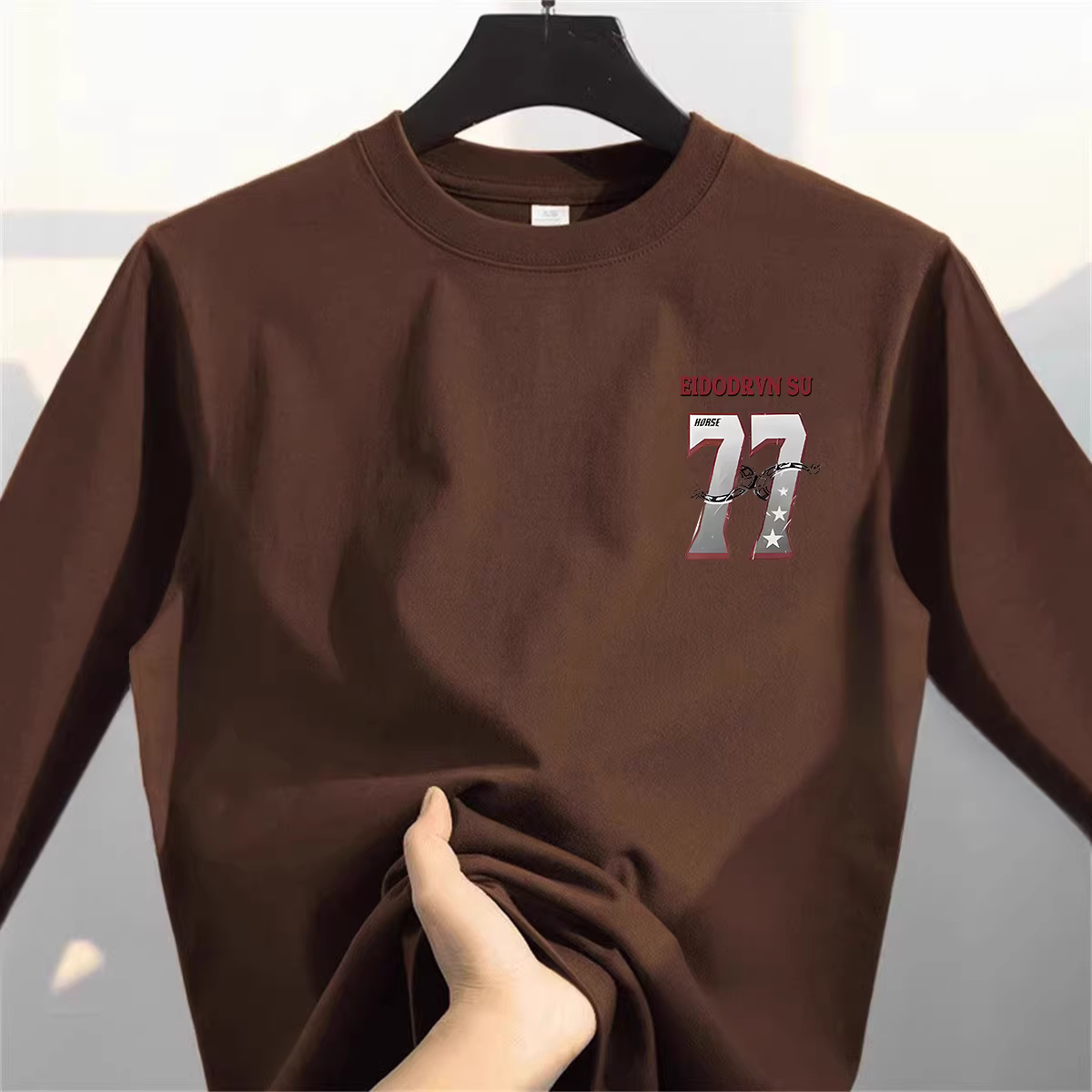 Outlet~ Áo thun cotton nguyên chất đa năng kiểu Mỹ mới xuất khẩu, mùa thu, unisex, tay dài, lớp lót