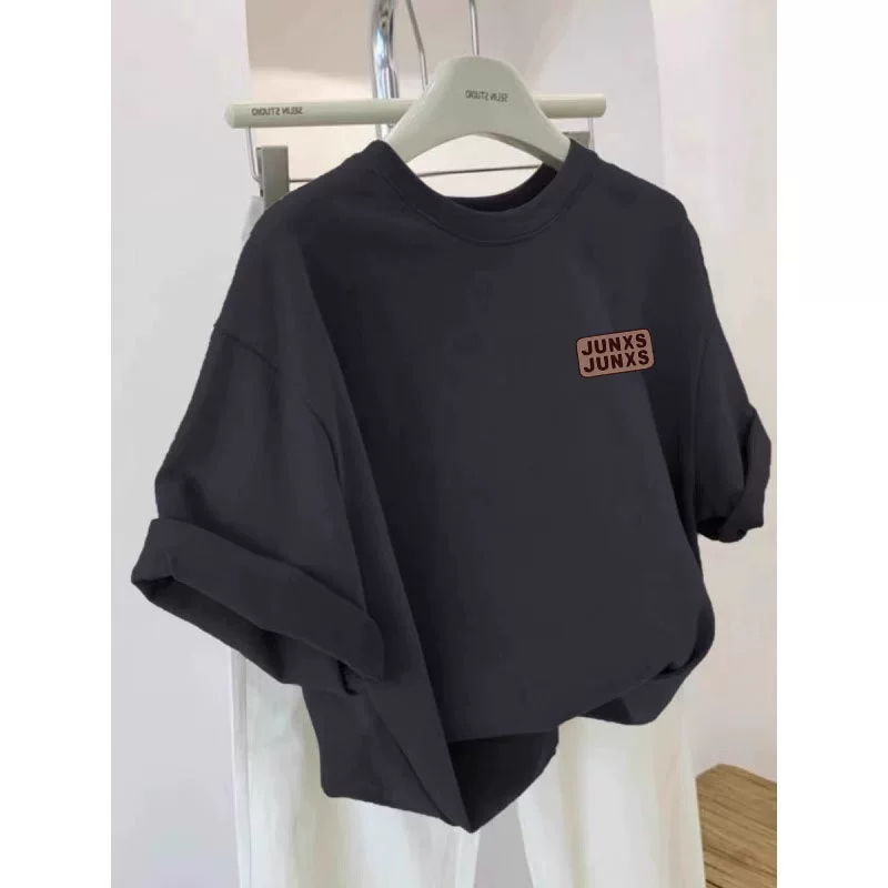 Xả kho hàng hiệu~ Hàng tồn kho xuất khẩu, hàng xuất khẩu cắt mác, áo thun cotton nguyên chất mùa xuân/hè mới, unisex, cặp đôi, đa năng, dáng rộng, tay ngắn