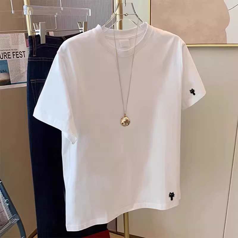 Áo thun cotton 100% tay ngắn, kiểu dáng mới đơn giản, thời trang, rộng rãi, xuất khẩu, thanh lý kho, dành cho nam và nữ