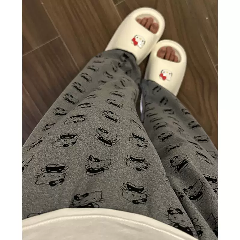 Outlet~ Quần ngủ giữ nhiệt mềm mại và ấm áp mùa thu đông dành cho nữ, quần mặc ở nhà kiểu mèo KT dễ thương