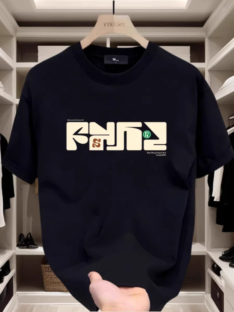 Đơn hàng xuất khẩu dư thừa ~ Cắt nhãn, thu hồi, áo thun ngắn tay cao cấp xuất khẩu, đồ đôi, thương hiệu thời thượng, áo cổ tròn rộng rãi