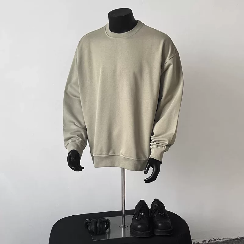 Đồ xuất khẩu dư thừa ~ Áo thun cổ tròn trơn màu, dáng rộng, unisex, chất liệu mềm mại, xuất xưởng sớm mùa thu