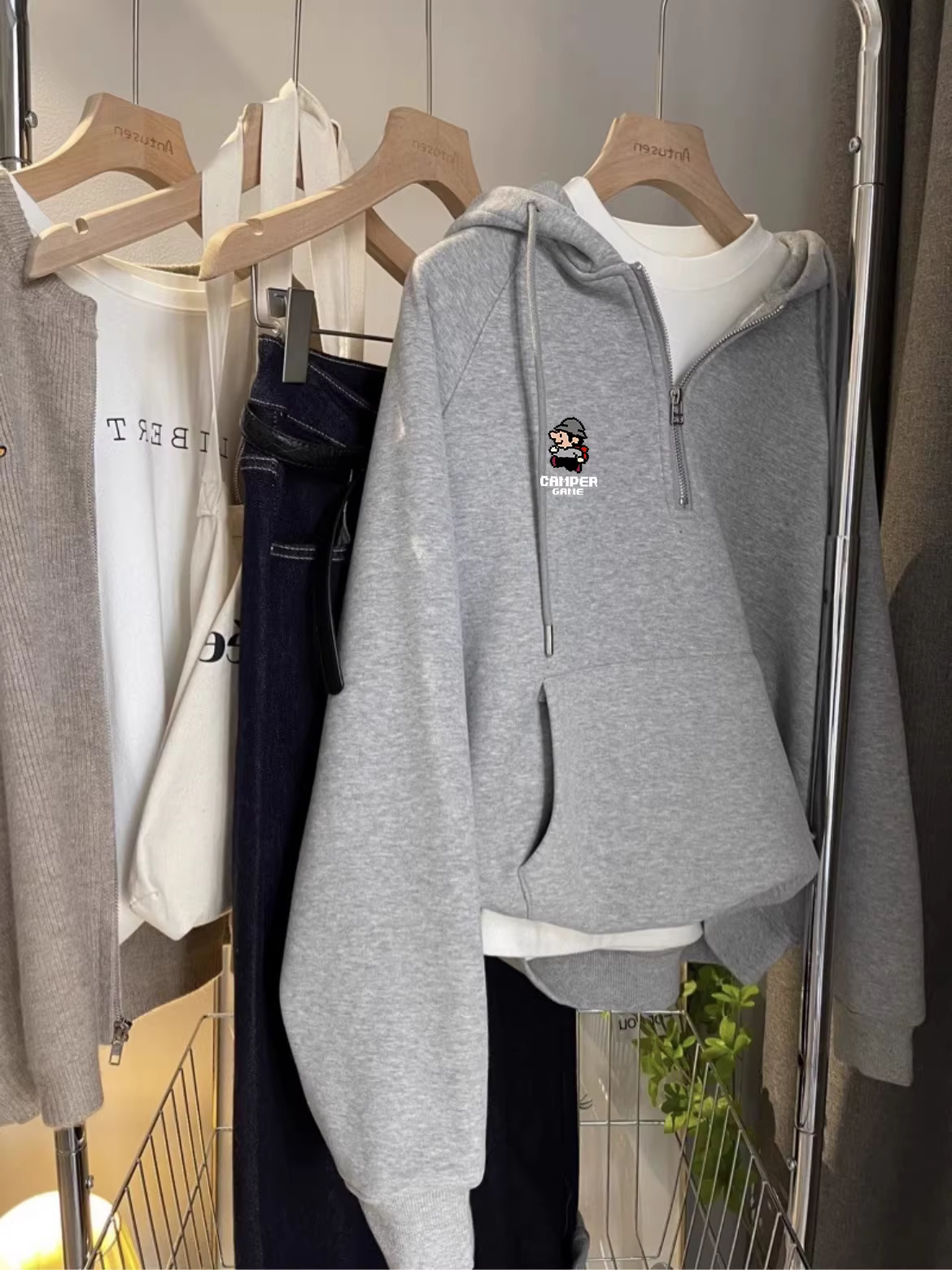 Outlet~ Hàng xuất khẩu thanh lý, đồ giá rẻ, kiểu dáng mới lạ, áo hoodie unisex đa năng mùa thu, thời thượng