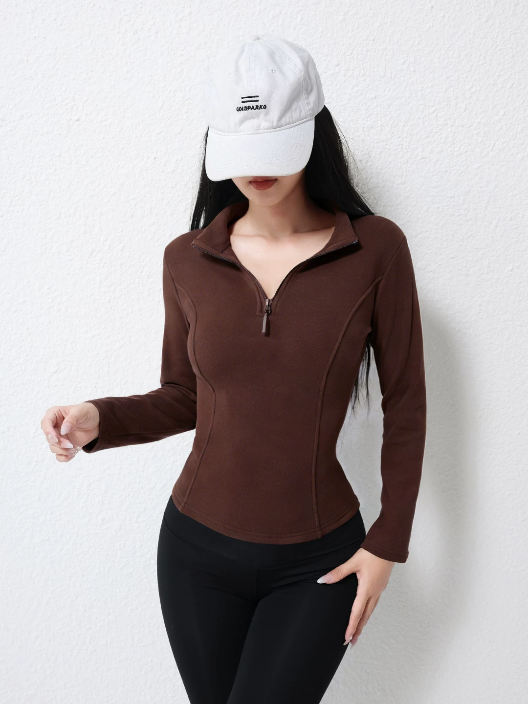 Áo tập yoga nửa khóa kéo mới dành cho nữ, phong cách thu đông, áo thể thao dài tay co giãn, thời trang, giúp thon gọn dáng người.