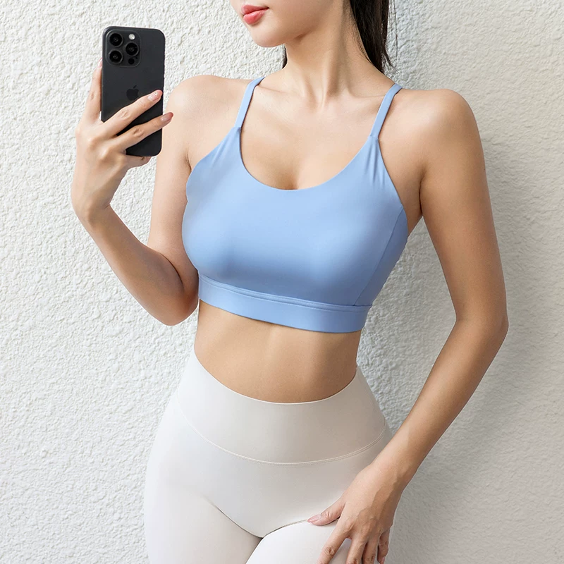 Áo ngực thể thao dành cho nữ, chống sốc, thích hợp chạy bộ, thiết kế lưng đẹp, dây mảnh, áo ngực tập Pilates, áo ba lỗ tập thể dục, áo ngực tập yoga.