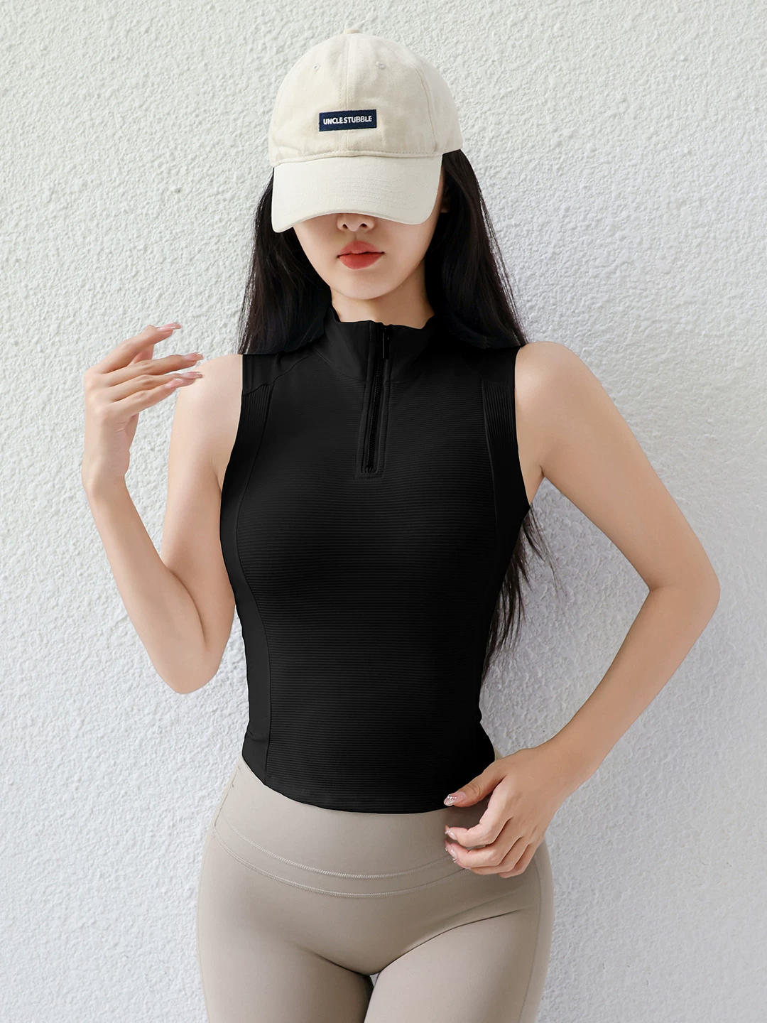 Áo vest thể thao nữ không tay, khóa kéo nửa thân, thiết kế retro Mỹ, mùa hè 2026, áo tập gym, đồ tập yoga mới