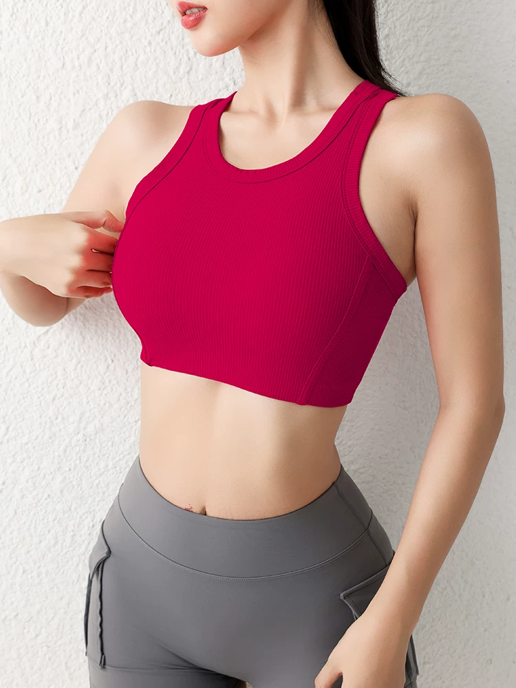 Áo tập yoga có đệm ngực cho nữ, áo thể thao bó sát, tập nhảy dây, áo ngực thể thao cúp ngực cố định, kiểu dáng ngắn, mùa hè.