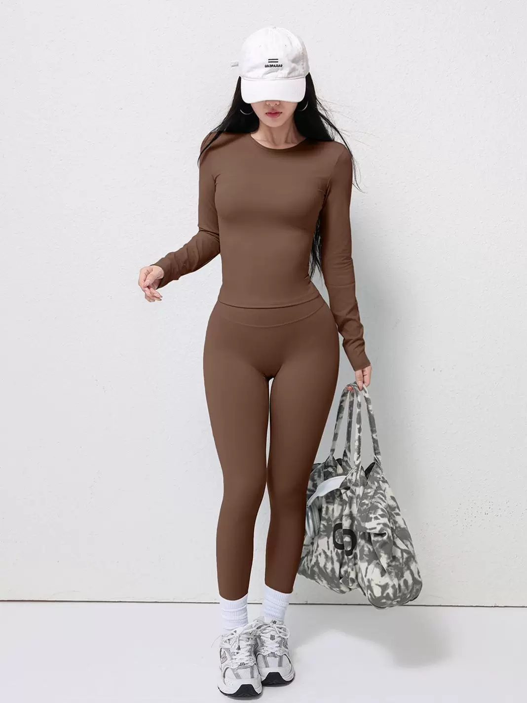 Áo thun thể thao dài tay dành cho nữ Jiumai Yipin, bộ quần áo tập yoga Pilates mùa thu đông bó sát, quần áo tập thể dục nhanh khô