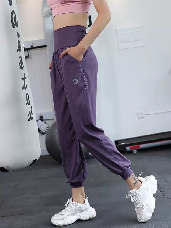 Quần tập yoga cho nữ, dáng rộng, thoáng khí, nhanh khô, kiểu harem, quần jogger thể thao cạp cao mỏng mùa hè, quần ống thẳng.