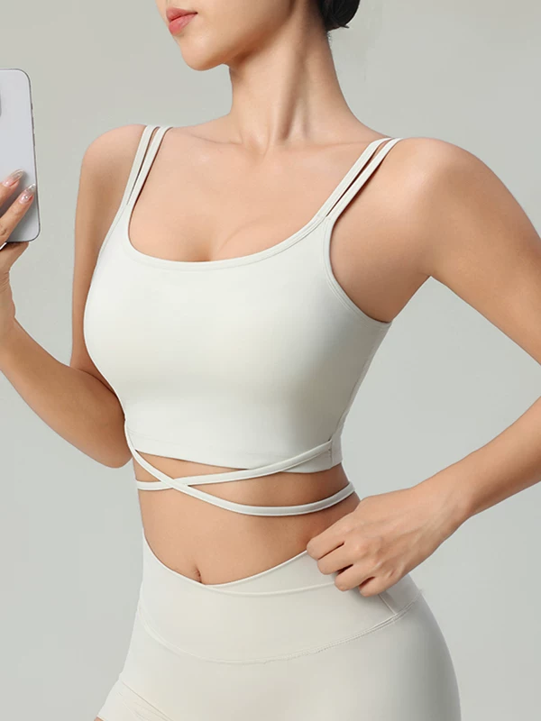 Áo ngực thể thao hai dây đa năng dành cho nữ, trang phục tập thể dục chạy bộ mùa xuân hè, trang phục tập yoga thoáng khí nhanh khô, thiết kế lưng đẹp.