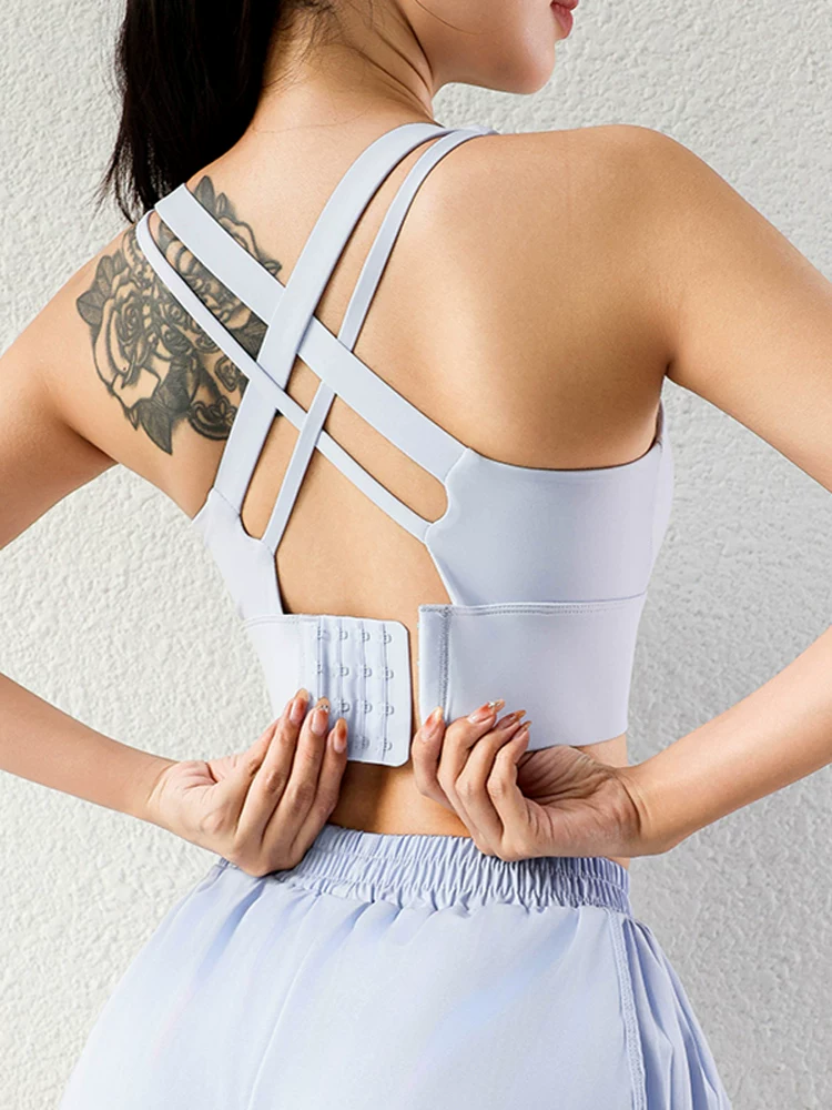 Áo ngực thể thao cường độ cao có khóa kéo, chống sốc, dành cho người có thân hình đầy đặn, áo tập gym lưng đẹp, bộ đồ thể thao chạy bộ nữ.