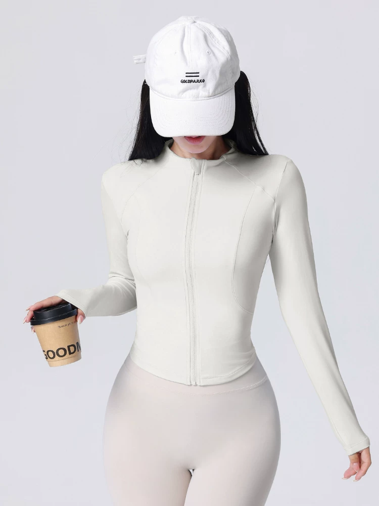 Áo khoác thể thao Jiumai Yipin dành cho nữ mùa thu 2026 mới nhanh khô có khóa kéo áo khoác cardigan tập thể dục yoga mặc tay dài