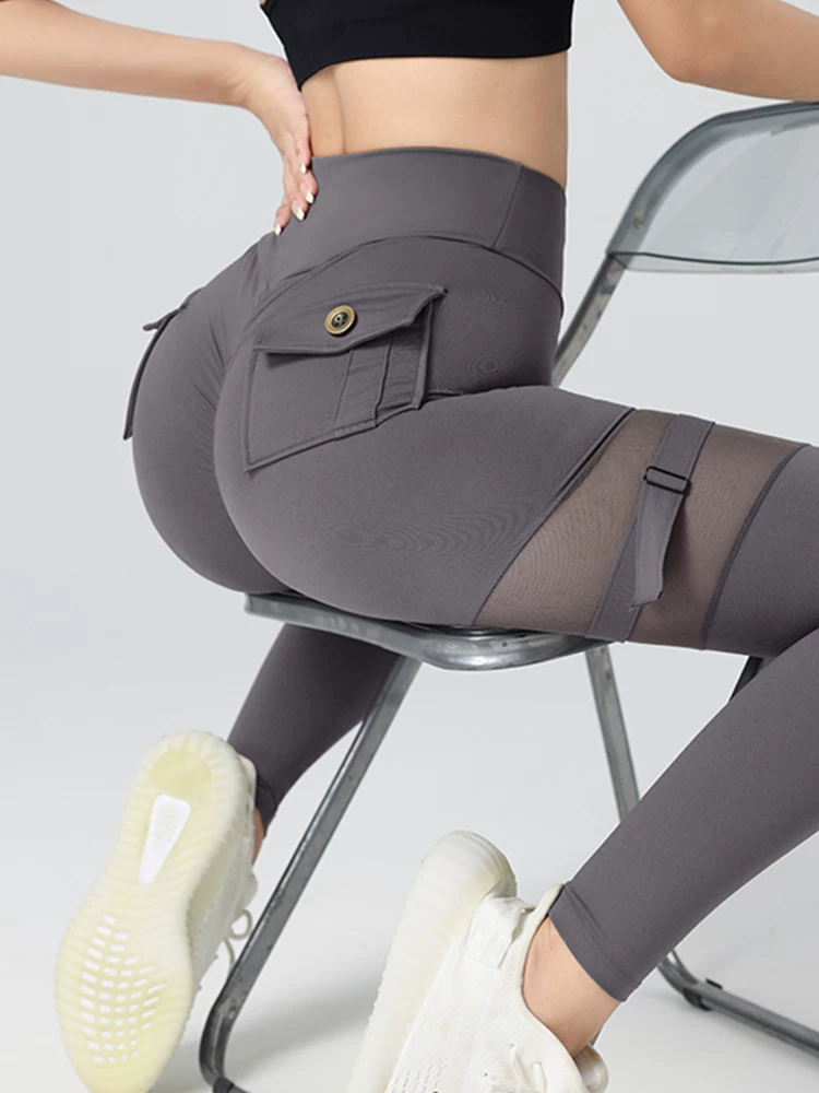 Quần tập gym nữ cạp cao gợi cảm, kiểu dáng ôm sát, nâng mông, chất liệu lưới, kiểu dáng yoga.