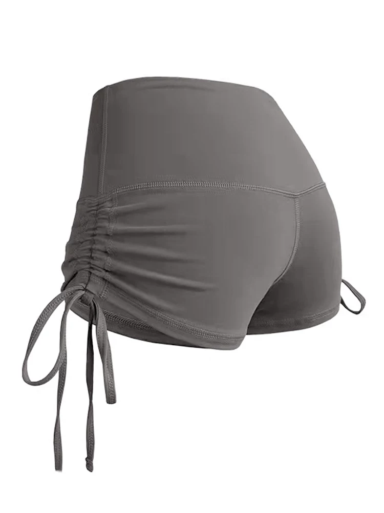 Quần short tập thể dục nữ, ôm hông, có dây rút, gợi cảm, nhanh khô, cạp cao, nâng mông, bó sát, chạy bộ, quần yoga ba phần tư.
