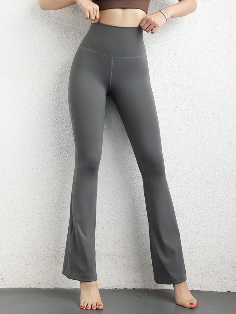 Quần thể thao Jiumai Yipin Naked Feel dành cho nữ, Quần tập yoga ống loe nhanh khô, cạp cao, giúp nâng mông và thon gọn bụng.