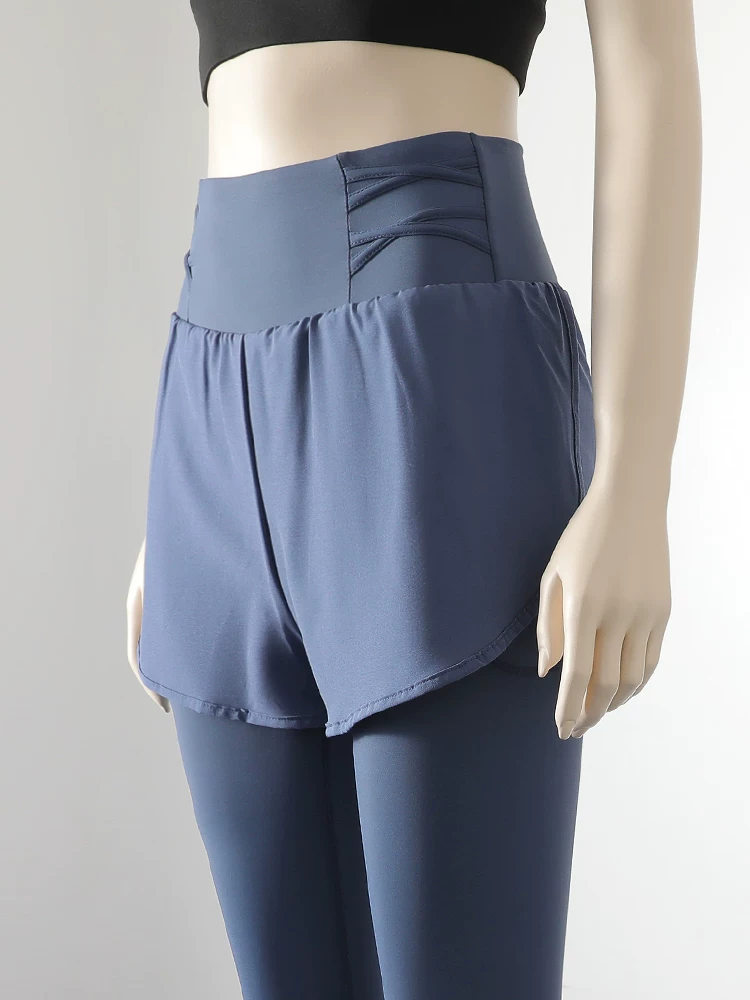 Quần short thể thao hai trong một cao cấp, chất liệu thoáng mát, chống lộ, thích hợp chạy bộ, tập thể dục, yoga, cạp cao, nhanh khô.