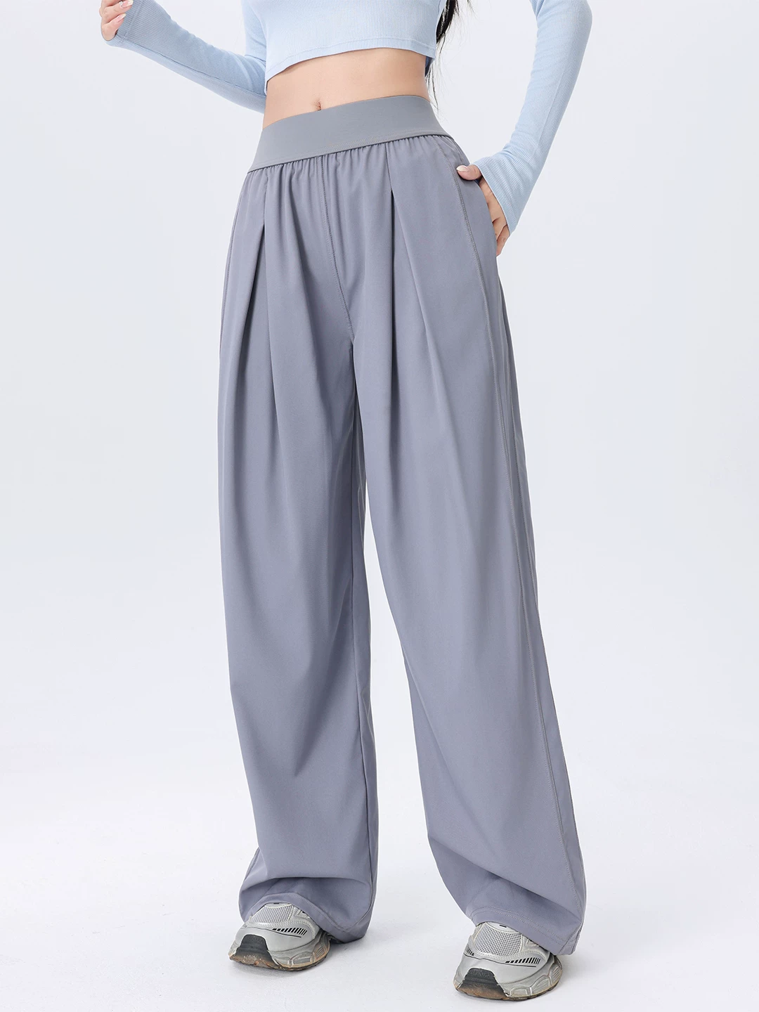 Quần thể thao dáng rộng Jiumai Yipin dành cho nữ, quần tập yoga ống rộng cạp cao thoáng mát, kiểu dáng mỏng mùa hè 2026.