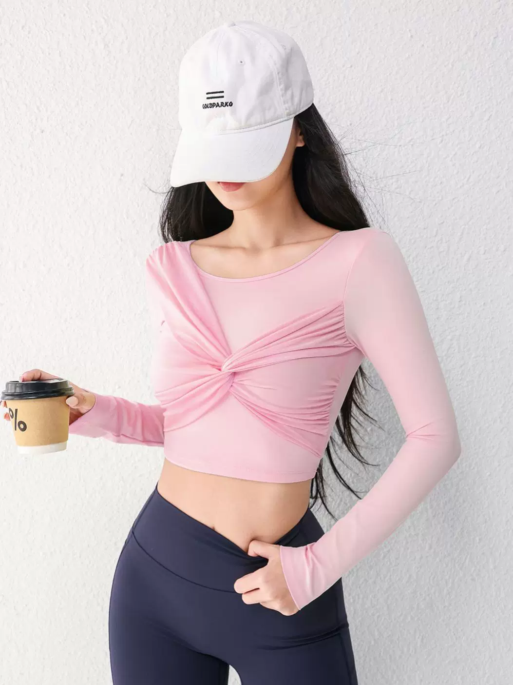 Áo thể thao mới dành cho nữ của Jiumai Yipin, trang phục tập Pilates lưng đẹp có đệm ngực, tay áo dài để chạy bộ, tập thể dục và yoga.