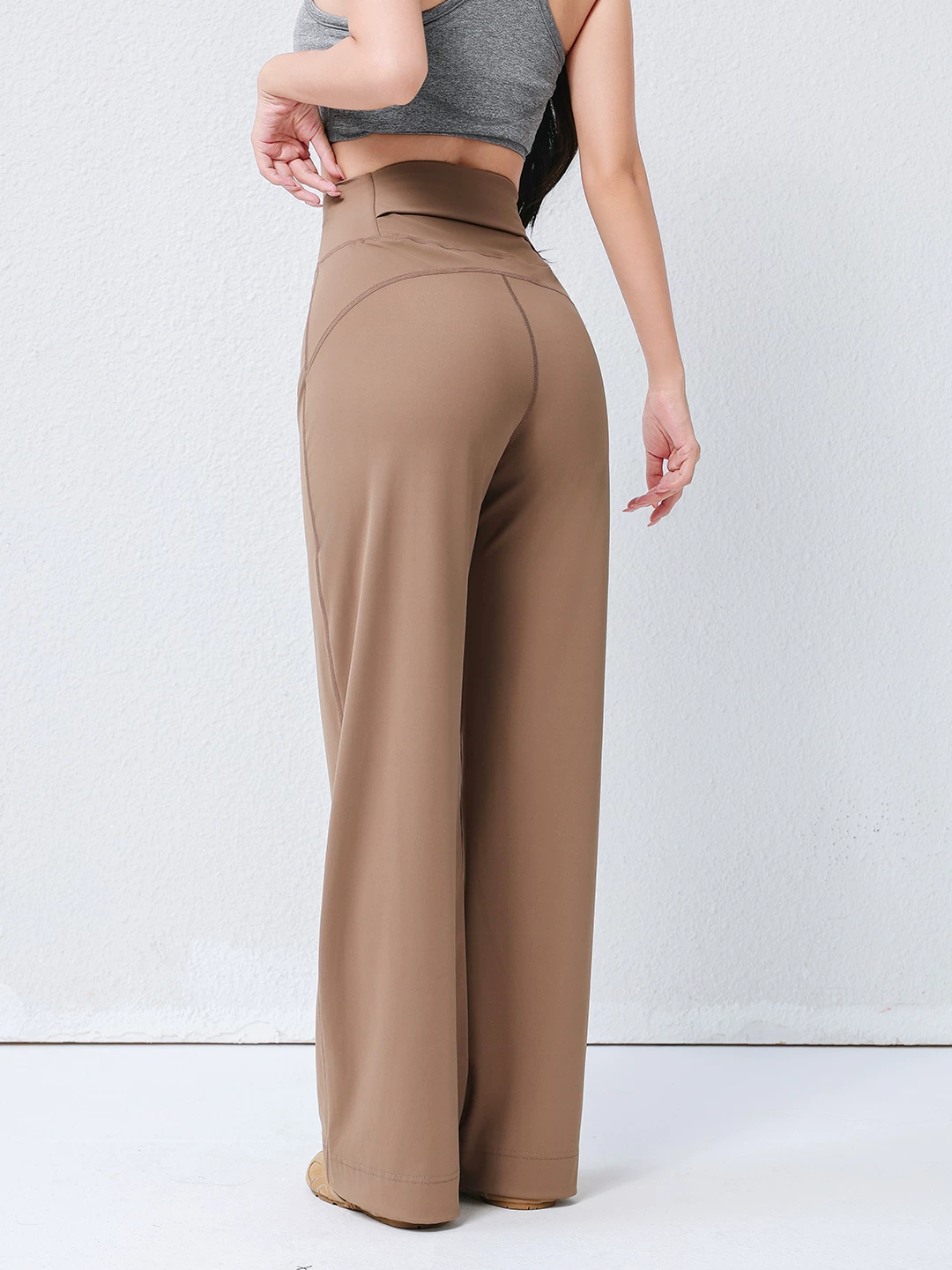 Quần thể thao rộng rãi Jiumai Yipin dành cho nữ, cạp cao, giúp thon gọn, quần ống rộng ống thẳng, quần tập yoga thông thường thoáng khí.