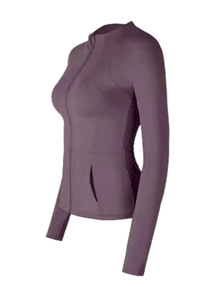 Áo khoác thể thao chuyên nghiệp dành cho nữ, áo tập yoga có khóa kéo mùa thu đông, áo khoác dài tay tập thể dục chạy bộ ngoài trời, nhanh khô, thoáng khí.